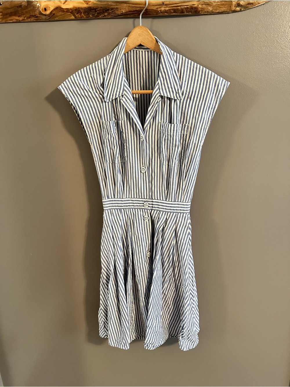 Vintage Striped Blue and White Shirt Dress